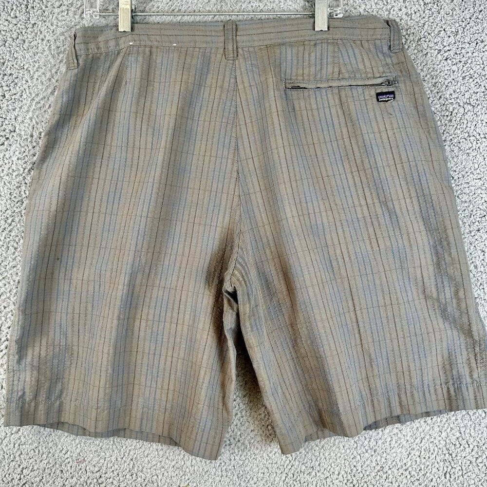 Patagonia‎ Men’s Shorts Sz 36 Seersucker Textured Plaid Organic Cotton Brown